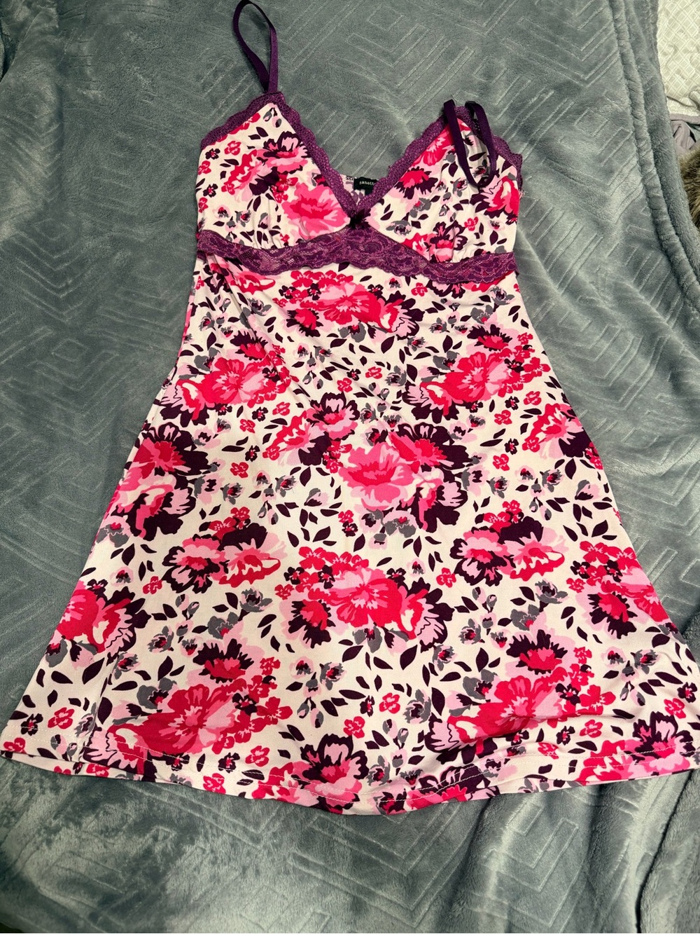 Nanette Lepore Pink & Purple Floral Lace-Trim Chemise